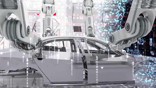 科技智能机械臂自动化汽车生产车间