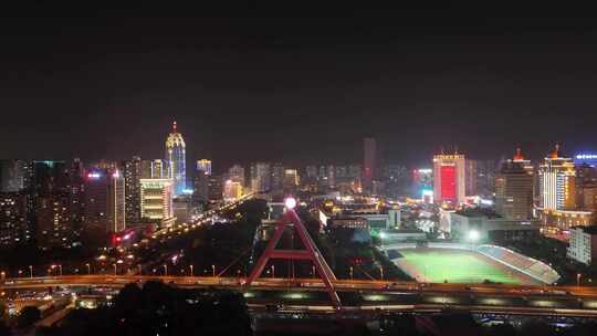 青海西宁夜景西宁中心广场西宁昆仑桥夜景