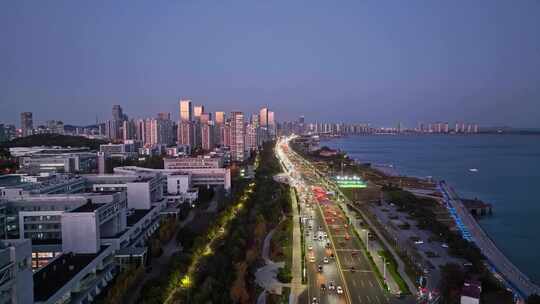 青岛西海岸夜景唐岛湾夜景航拍