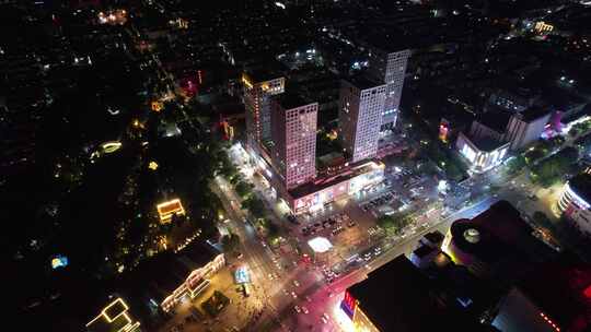 山东济宁城市夜景灯光航拍