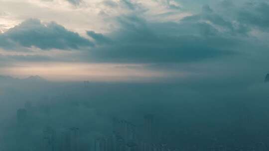 温州清晨平流雾延时航拍视频素材模板下载