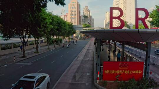 广西南宁城市公交BRT道路航拍