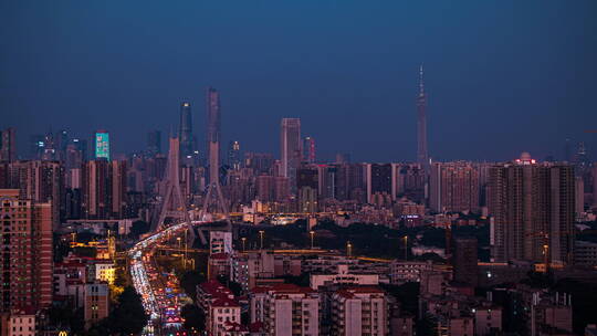 广州鹤洞大桥夜景车流延时4k