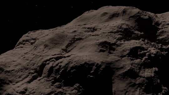 宇宙太空中漂浮的小行星陨石坑洼的表面