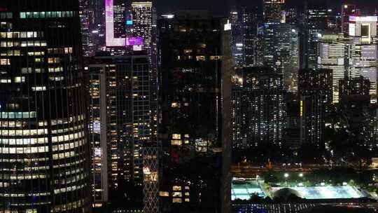 城市写字楼加班夜景航拍