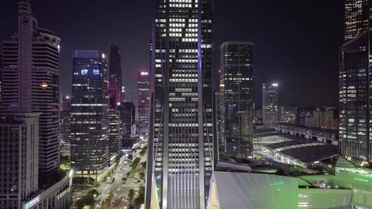 航拍深圳平安金融中心大厦夜景