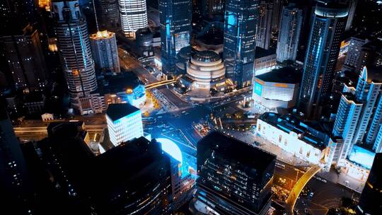 徐家汇港汇恒隆广场夜景延时视频素材模板下载