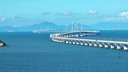 4K港珠澳大桥蜿蜒海上巨龙航拍