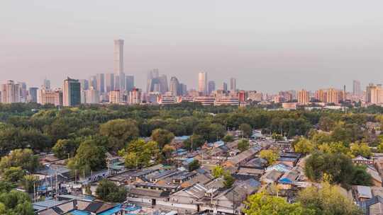 北京国贸CBD霜降节气全景夜转日天亮延时