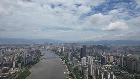 福建福州城市大景蓝天白云航拍