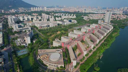 航拍厦门华侨大学景观视频素材模板下载