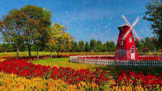 【4K]秋天浪漫紫谷伊甸园花海风车美景