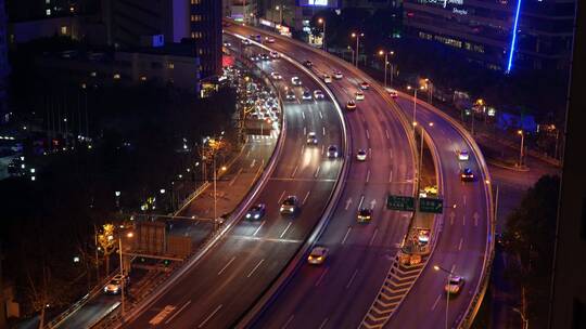上海 延安高架 夜景 城市 车流