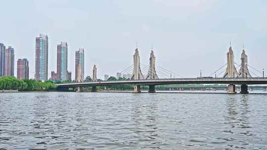 北京通州北运河玉带河桥城市风光