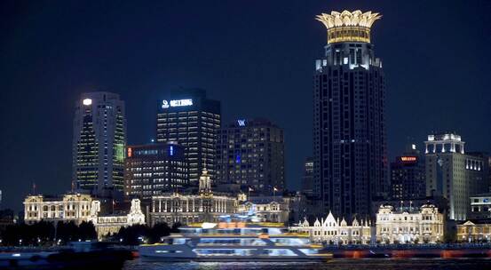 上海黄浦江·外滩繁华夜景·4K