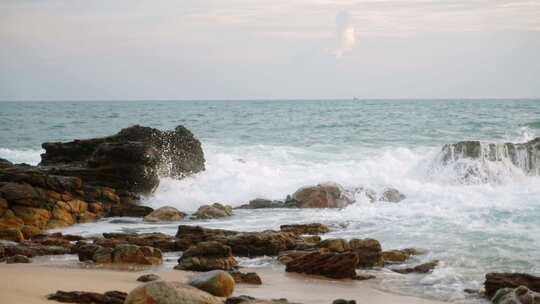 海滩，海，波浪，岩石