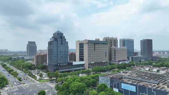 张家港城市街景航拍张家港太阳广场沙洲西路