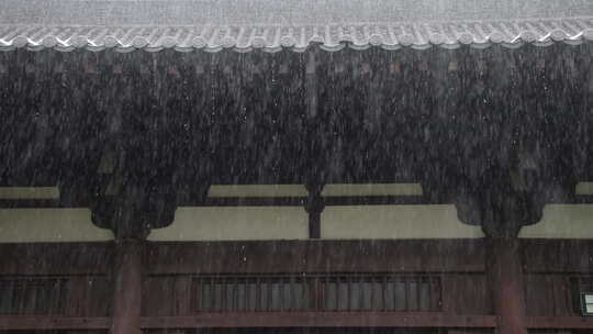 雨天惊蛰屋檐下雨雨水谷雨挂建筑禅意古风