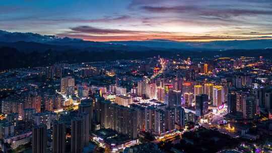 文山晚霞夜景