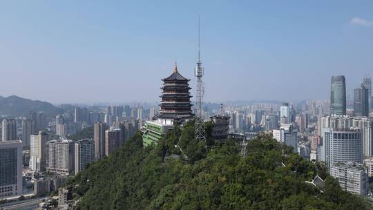 航拍贵州贵阳中山寺古建筑