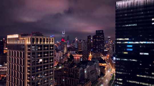 繁华浦西夜景航拍