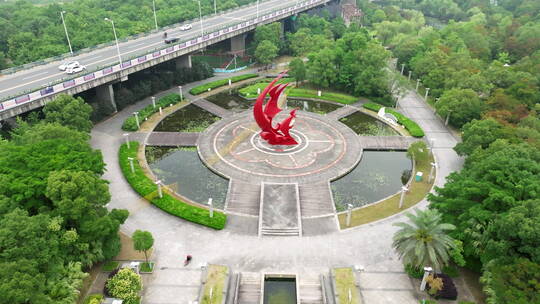 台州椒江大桥体育公园与大桥航拍