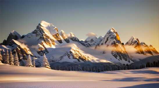 AIGC素材 雪山山峰之巅山脉风景