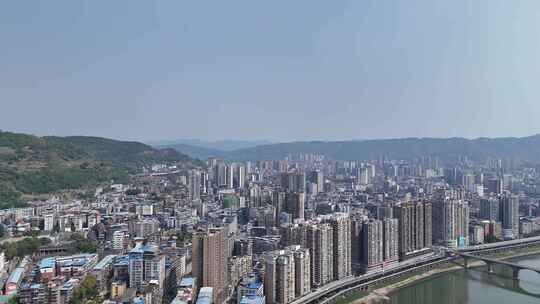 达州建设达州大景城市全景鸟瞰图