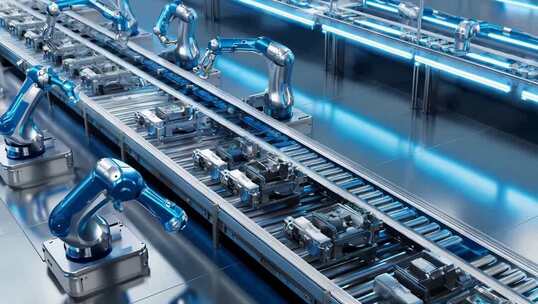 工厂自动化生产线机械臂作业