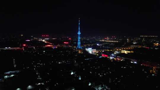 河南漯河城市大景夜景灯光航拍