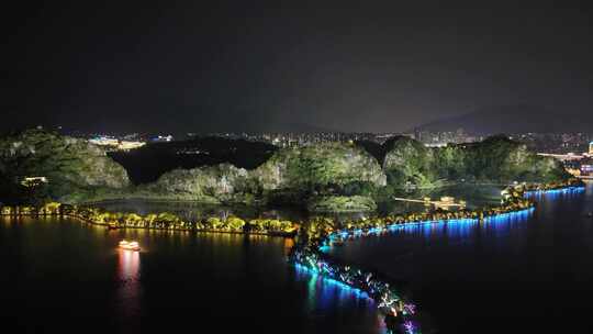 广东肇庆七星山夜景灯光航拍