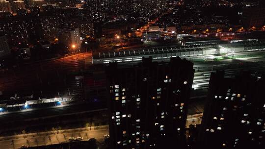 上海南站铁路线夜景视频素材模板下载