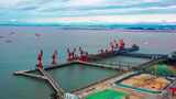 浙江临海头门港，头门岛港口码头，跨海大桥高清在线视频素材下载