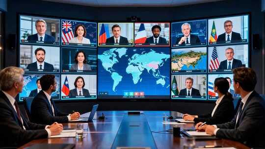 商务人士进行视频会议场景