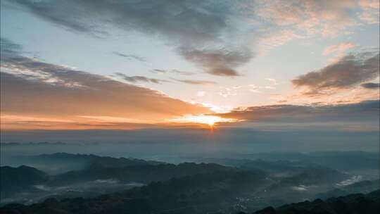 祖国大好河山日出云海日落大山水墨山河