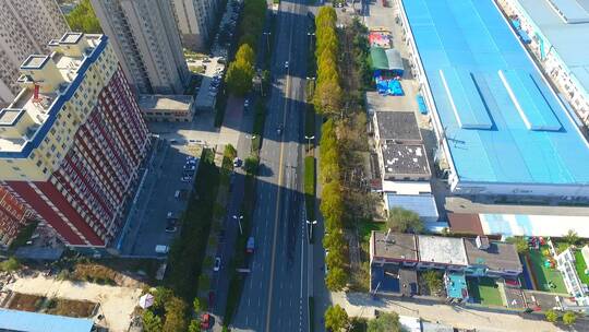 航拍陕西城市现代化发展建筑