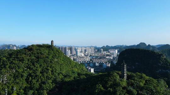 山区山城小县城老城区城市建筑航拍风景风光