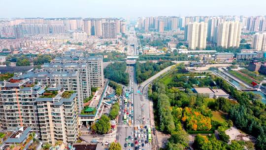 西安 鼓楼 街景 航拍 街道