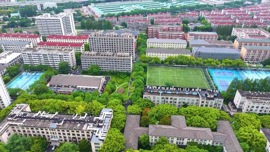 上海市华东理工大学徐汇校区航拍校园风景风