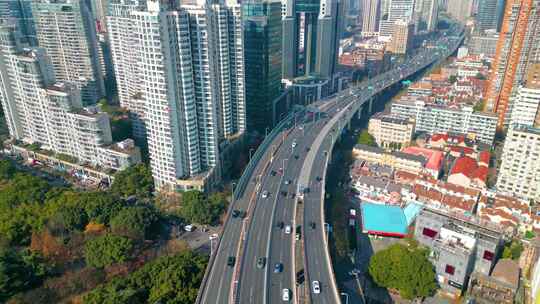 上海黄浦区延安东路立交桥车流城市风景视频