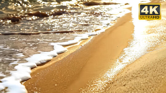 沙滩潮汐海浪浪花拍打扑向海岸岸边逆光特写