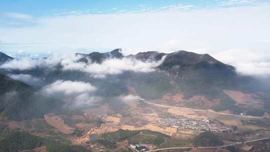 雨后山村云海风景航拍