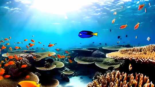 海洋深海海底水下生物珊瑚礁鱼群生态