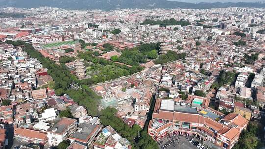 泉州开元寺航拍鲤城区大景泉州东西塔风景