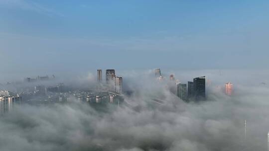 上海城市平流雾航拍