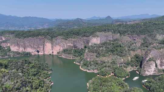 福建泰宁大金湖丹霞地貌大赤壁景区航拍