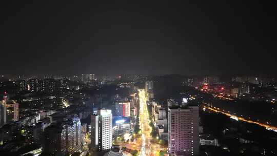 航拍四川自贡夜景自贡城市风光