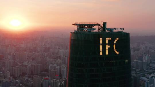 广州国际金融中心日落光芒-4视频素材模板下载