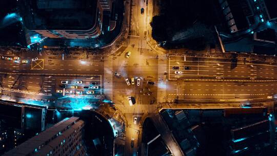 上海浦西城市夜景航拍