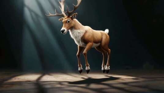 卡通风格跳跃的驯鹿素材